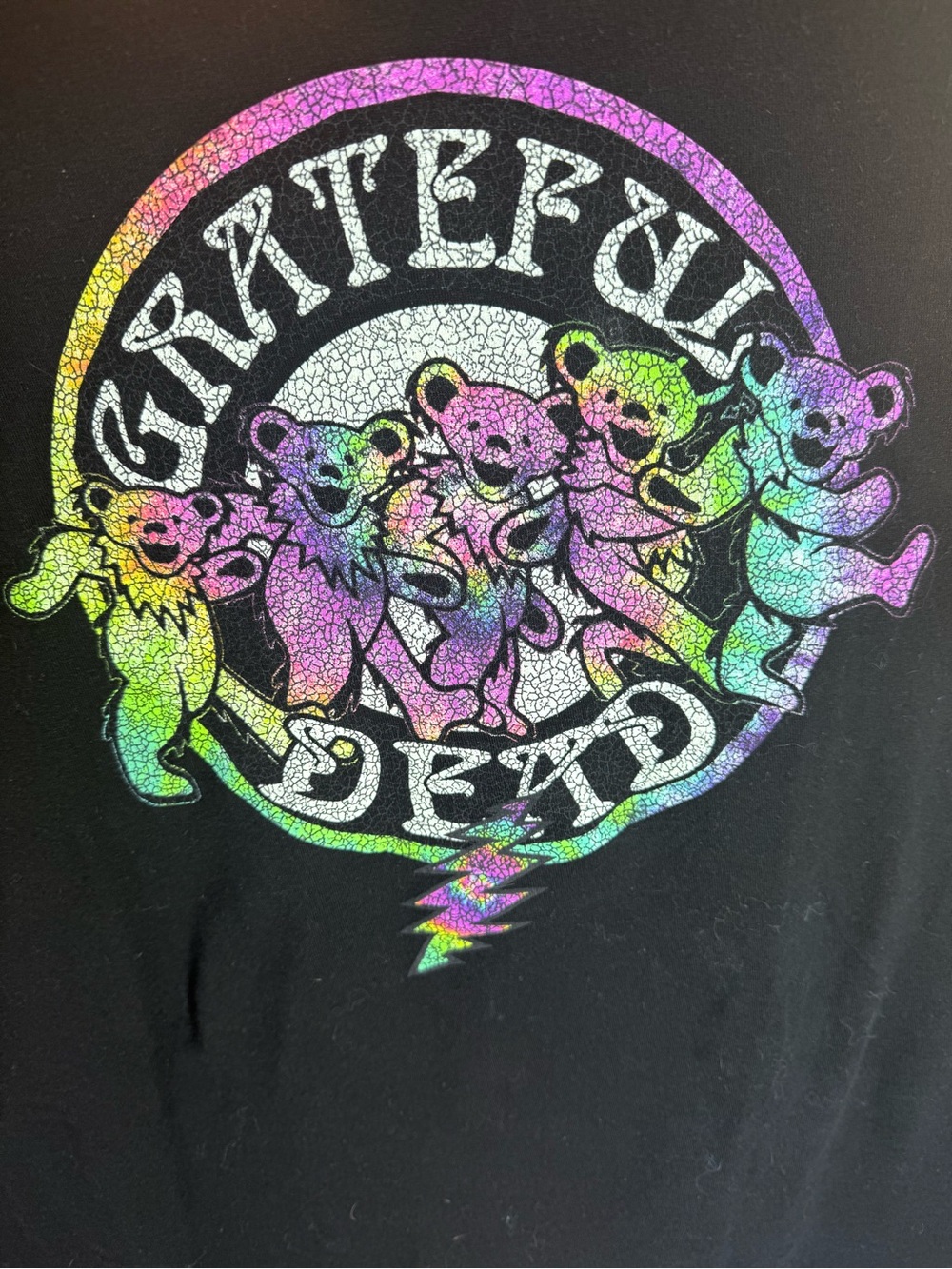 Grateful Dead Rainbow Dancing Bears Tee - Black with Iridescent Multicolor Bears